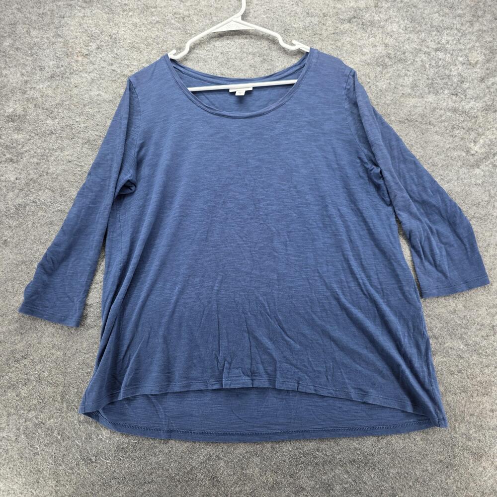 J Jill Shirt Womens Medium 3/4 Sleeve Scoop Neck High Low Hem Lightweight Top